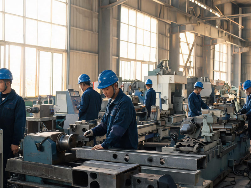 Source factory floor verification in China — Gavin auditing manufacturing equipment on-site